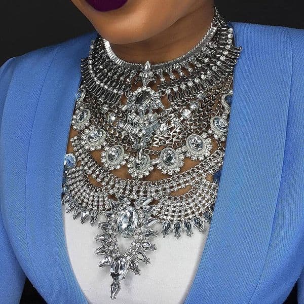Miwens Collar Za Necklaces Pendants Vintage Crystal Maxi Choker Statement Silver Collier Necklace Boho Women Jewelry 7001