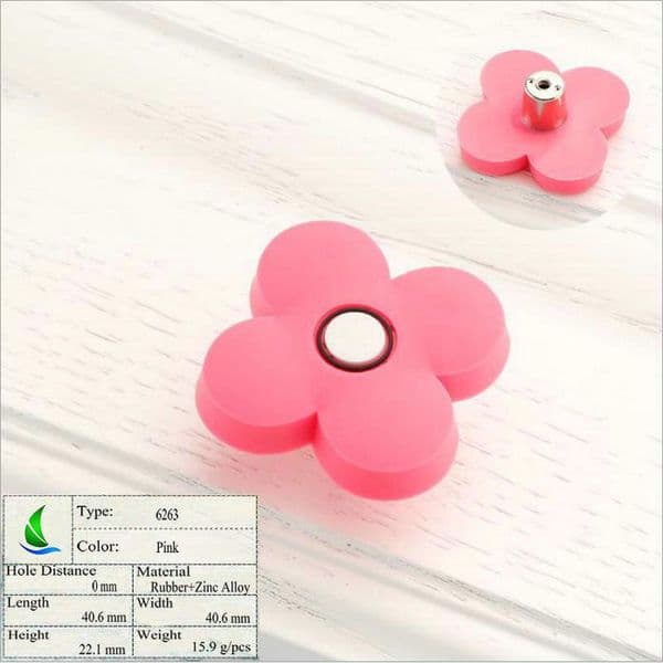 6263 Pink Flower anti-smashing personality new children's room wardrobe cartoon rubber handle cabinet door drawer child handle