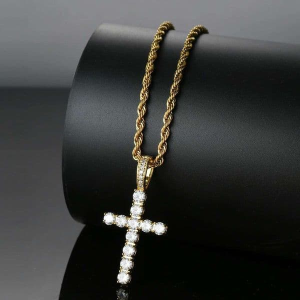 iced out cross pendant necklaces for men women luxury designer pendants 18k gold plated zircons gold chain necklace jewelry gift