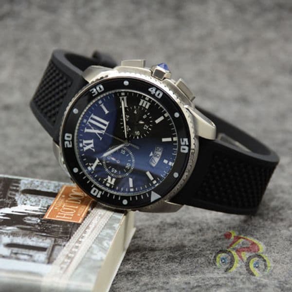 Top Mens Sports Quartz CAR CALIBRE DE W7100057 42MM Sapphire Dial 8215 Stainless Steel Rubber Strap Mens Luminous Date WristWatch