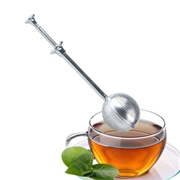 Tea Strainer Ball Push Tea Infuser Loose Leaf Herbal Teaspoon Strainer Filter Diffuser Home Kitchen Bar Drinkware Tool Stainless Steel l4766
