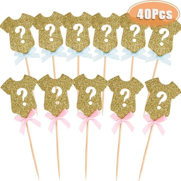40pack gender reveal cupcake toppers baby cupcake toppers baby shower party cake food decor supplies