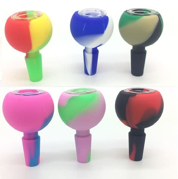 14mm Male Color Silicone Slide Bowl Dry Herb Tobacco Bowls Ash Catcher For Silicone Water Pipes glass bong