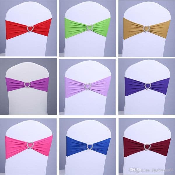 HOT! 50pcs Spandex Lycra Wedding Chair Cover Sash Bands Wedding Party Birthday Chair Decor Royal Blue Red Black White Pink Purple