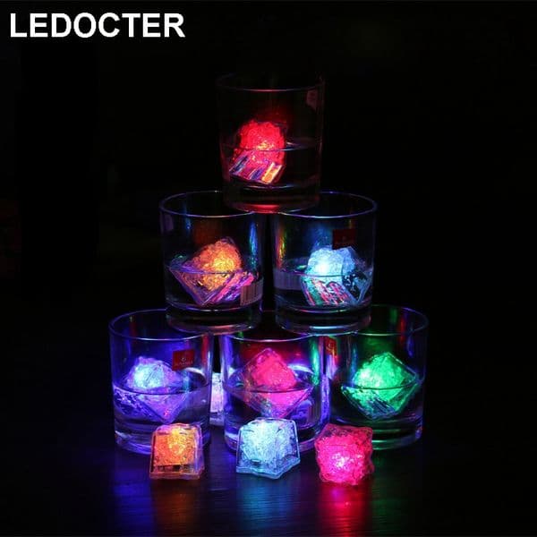 Mini LED Party Lights Colorful Changing ice cubes Glowing Blinking Flashing Novelty Decor Light Up Bar Club Wedding Ambient Wine glass Lamp