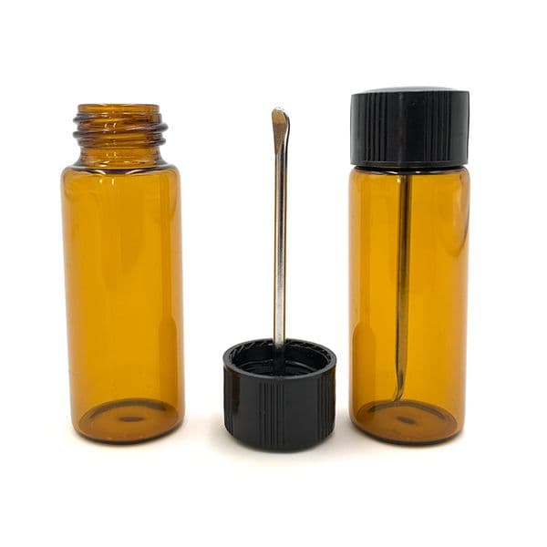 2.5in Clear/Brown Glass Pill Box Snuff Snorter Herb Tobacco Bottle Wax oil Spice Storage Vial Case Smoking Accessories Tools
