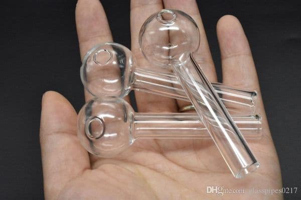 TOP quality Short clear glass oil burner Mini Smoking Handle Pipes smoking pipes High quality oil burner pipe IN STOCK