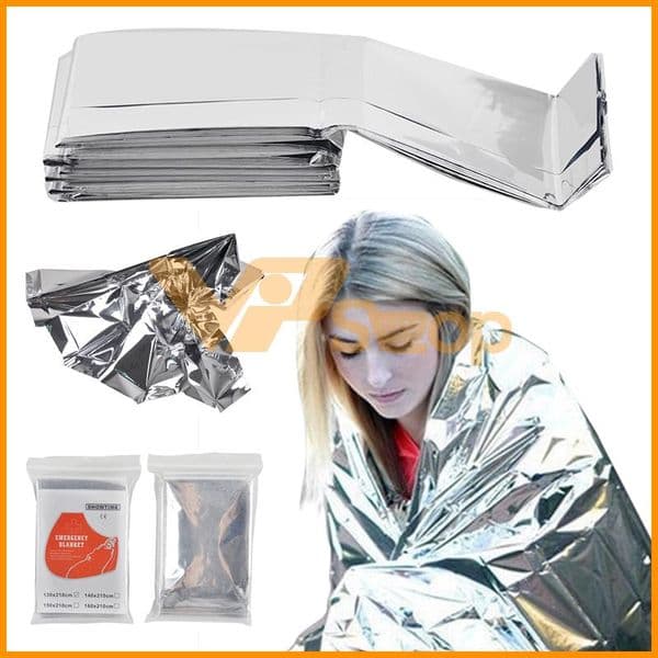 TAX FREE 210*130cm Outdoor Sport Climbers Life Saving Military Emergency Blanket Waterproof Survival Rescue Insulation Curtain Blanket Silver