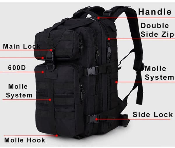 600D backpack rucksack bag Waterproof Tactical Assault Molle Pack 35L Sling Backpack Army Rucksack Bag for Outdoor Hiking Camping Hunting
