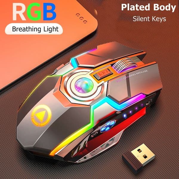 Rechargeable USB Wireless 2.4Ghz Esports Backlit Gaming Mouse Notebook Desktop 7 Buttons 3 Gears Long Standby lighting Slient Mice A5 RGB Luminous
