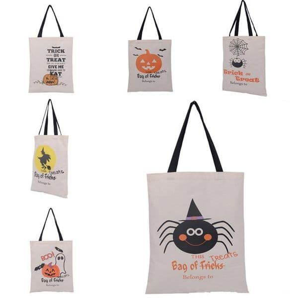 Halloween Tote Bags Handle Pumpkin Shopping Bags Festival Gifts Bag Halloween Canvas Bag 6 Styles 25PCS