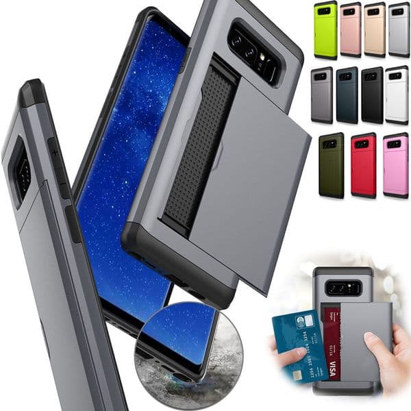 Armor Slide Card Case For Samsung Galaxy Note S20 Ultra 9 8 10 Plus S6 S7 Card Slot Holder Cover For Samsung S9 S8 Plus S7 S6 Edge S10E