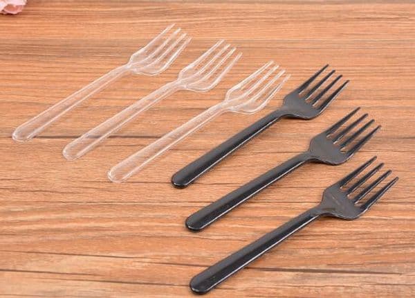 3000pcs Plastic Disposable 3.9" Mini Clear Black Fork Plastic Small Fruit Fork Pick Party Dessert Cake Cupcake Buffet 10CM