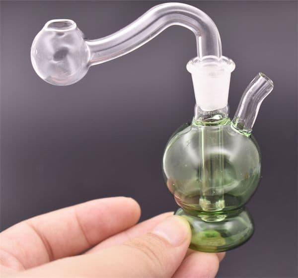 10mm Mini Glass Oil rig Water Bong for dab rigs Ash Catcher Hookah Pipe Smoking oil burner water bubbler with silicone hose