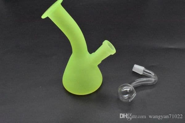 Glow in the Dark Mini Bongs Luminous Water Pipe Oil Thickness Portable Bubbler with 10mm bowl