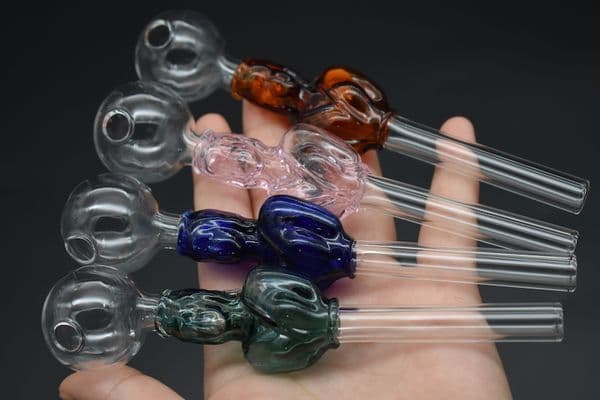 Wholesale 14cm Beautiful woman Great Pyrex Thick colorful Glass Oil Burner Clear Glass Oil Burner Glass Tube Oil Burning Pipe somking pipes