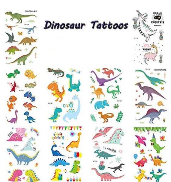 Fun Party Kids Tattoos Waterproof Non Toxic Cartoon Dinosaur Temporary Tattoos for Girls Boys Birthday Party Favors Christmas Events Gift