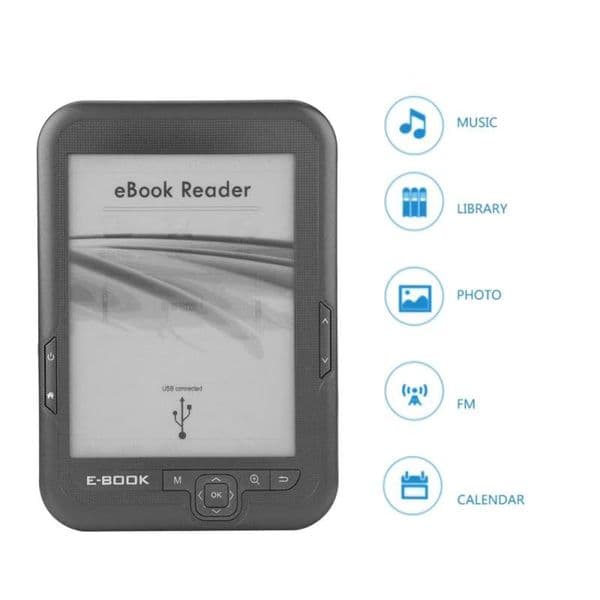 16GB E book reader 6 inch HD e ink screen 2500mAh battery E reader pocket books gift pu cover