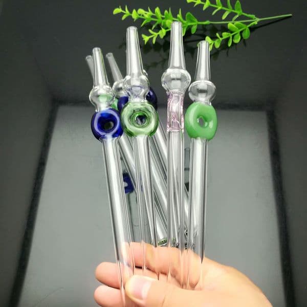 Europe and Americaglass pipe bubbler smoking pipe Colorful round ball with colored ring and extended glass suction nozzle