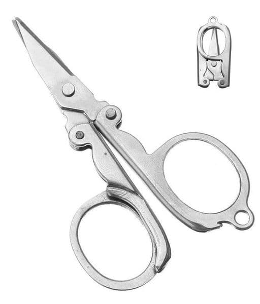 Portable Folding Scissors Mini Folding Foldable Scissors Travel Scissor Color Silver Utility Hike Stainless Steel Tool