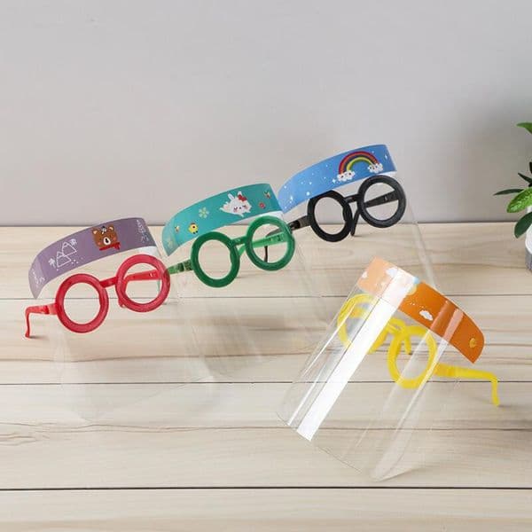 Designer Masks Children Cartoon Face Shield With Glasses Anti-fog Mask Prevent Full Protective Mask Party Mask Kid Gifts LX2408
