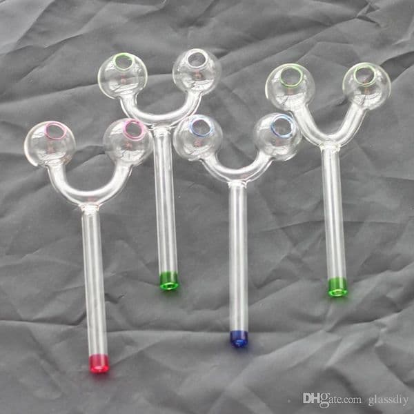 5.5 Inch Double Ball Glass Pipes Smoke Pipes free shape Glass Oil Burner tube three color for choose oil burning Glass Pipe