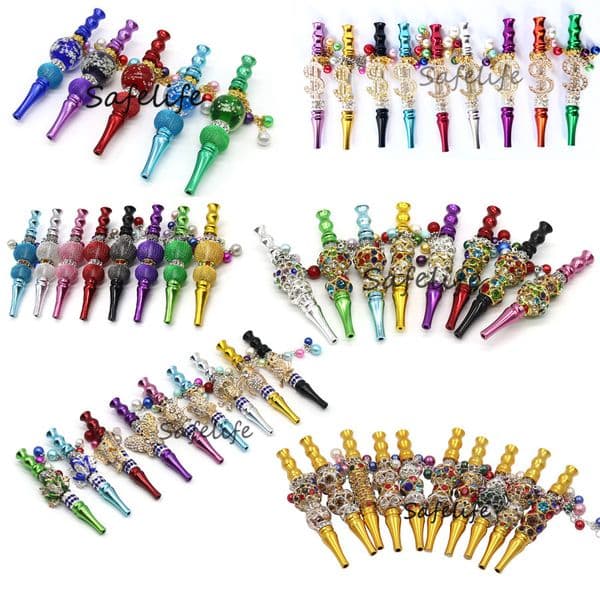 Wholesale Shisha Hookah Mouth Tips Handmade Inlaid Jewelry ball Alloy blunt holders Shisha Hookah Mouth Tips Mouthpiece Tip