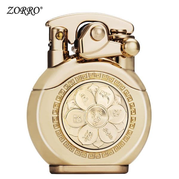 ZORRO Kerosene Lighter Luxury 6 Words Mantra Brass Gasoline Flint Lighter Free Fire Inflated Oil Lighter Grinding Wheel Crafts