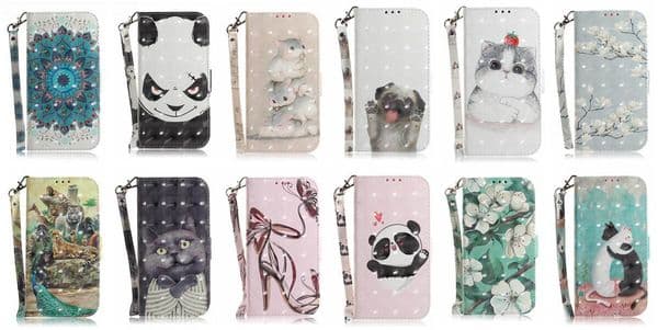 17E 3D Flower Leather Wallet Cases For Iphone 17 Air 16 16E 15 14 13 Pro Max 12 11 XS MAX X XR 8 7 6 Tiger Animal Cartoon Cat Dog Panda Leopard Card ID Holder