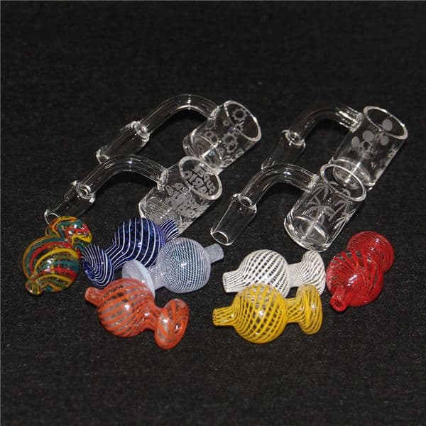 30pcs Quartz Banger Sandblasted Sundries Quartz Banger Beveled domeless nail with glass carb caps