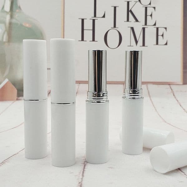 Square White Lipstick Tubes with Silver Plated Inside Plastic Empty Lip Balm Bottle Refillable Container WB2479