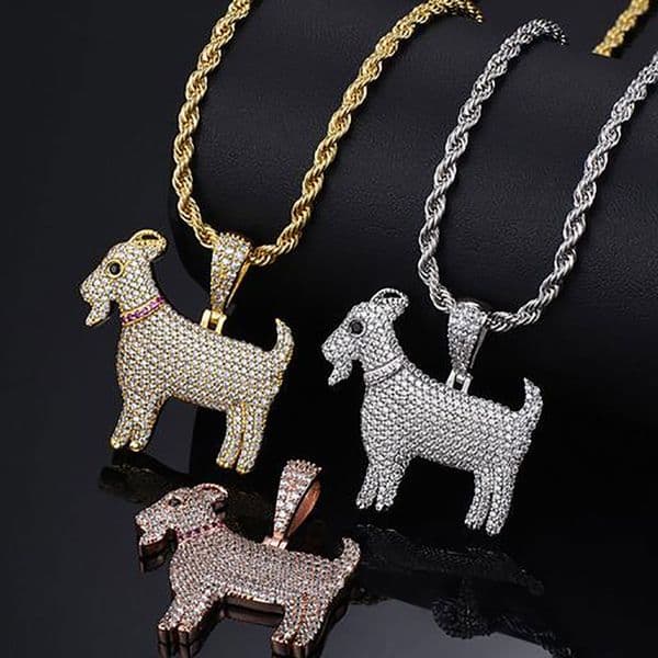 14K Gold Plated Zirconia GOAT Pendant Bling Pendant Necklace Iced Gold Silver Rosegold HipHop Jewelry Mens Women Gifts