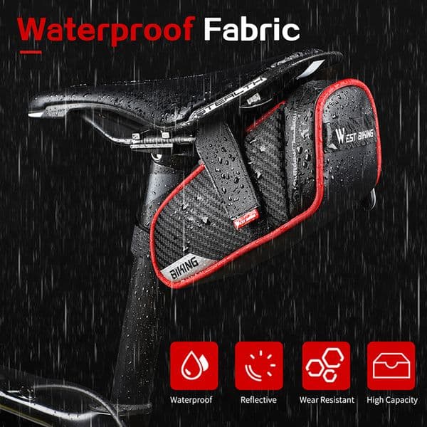 WEST BIKING Waterproof Bicycle Saddle Bag MTB Road Bicycle Tools Pannier Reflective Rear Seatpost Bag Basket Cycling Accessories
