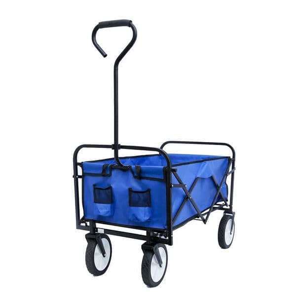 US STOCK, DHL SHIPPING Blue Folding Wagon Garden Shopping Beach Cart Collapsible Toy Sports Cart Red Portable Travel Storage Cart W22701512