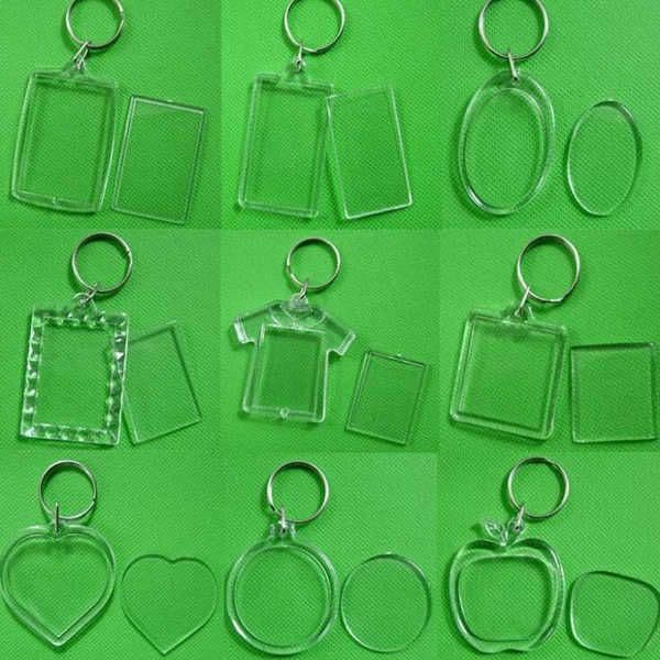500PCS Clear Acrylic Plastic Blank Keyrings Insert Passport Photo Frame Keychain Picture Frame Keyrings Party Gift