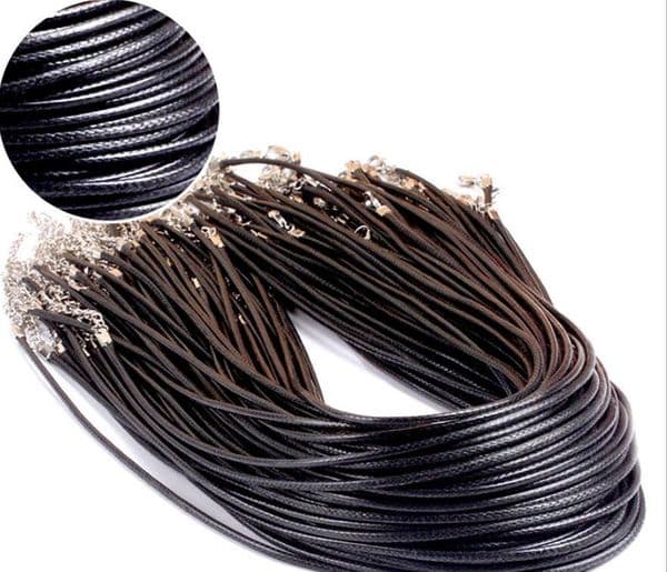 Black Wax Leather Snake Necklace 1.5cm/2.0cm Cord String Rope Wire Extender Chain with Lobster Clasp DIY Fashion jewelry component in Bulk