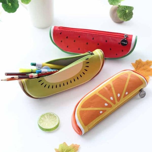 Fruit style cute school pencil case for girls Novelty Leather pencil bag kawaii Stationery office school supplies SN3231