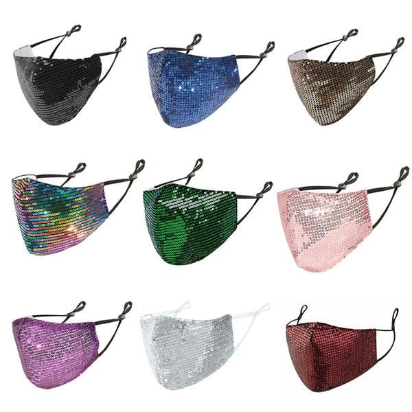 Sequins fashion face masks Bling Bling filter-inserted into thin summer dust-proof breathable cotton designer masks OOA9099