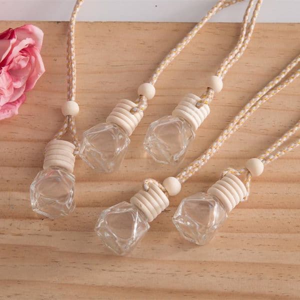 Car Perfume Bottle Car Pendant Perfume Ornament Air Freshener For Essential Oils Diffuser Fragrance Empty Glass Bottle Free Shipping