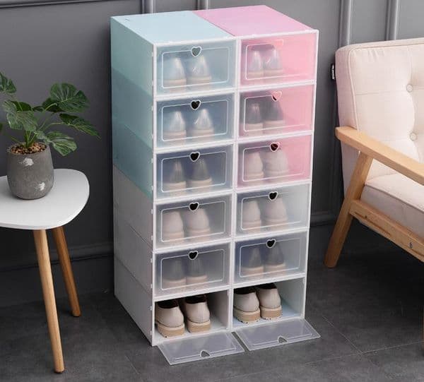 Plastic Shoes Boxes Flap Shoe Box storage Box Transparent Shoes Drawer Type Storage Device Household Storage Thickened Shoe Cabinet SN5102