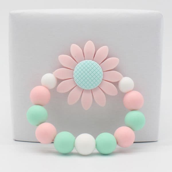 Newborn Baby Silicone Beads Teething Toys Baby Teether Ring Chain Infant Flower Rattle Rattle Chew Toy Kids Tooth Training Acces