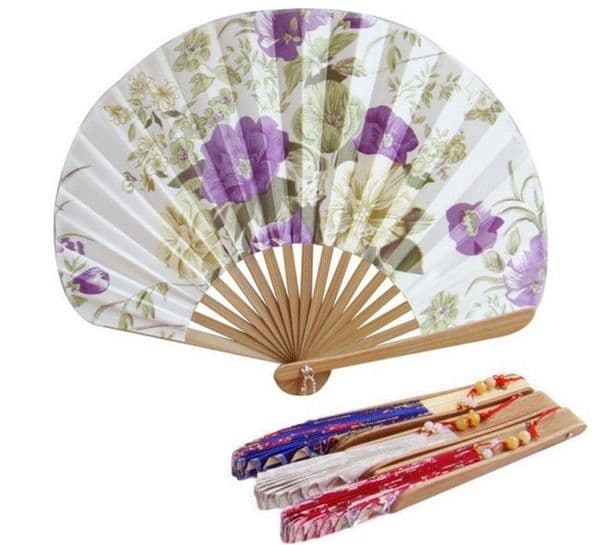 100pcs Japanese style hand fan satin cloth shell fan party favors gift