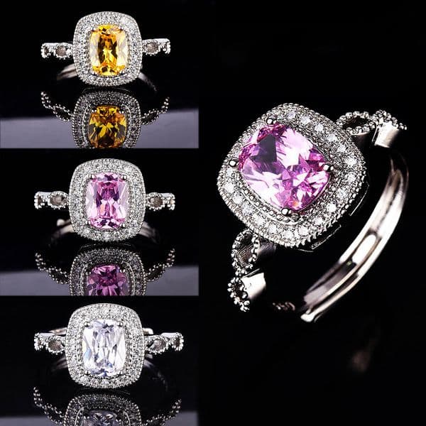 D Color Moissanite Yellow Diamond Rings Colorful Gemstone Engagement Wedding Open Ring For Women