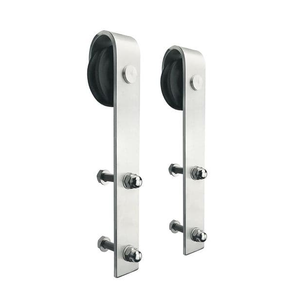 2022 new Brushed Nickel Sliding Barn Door Hardware Track Set for Wooden Wood Heavy Duty Basic Hanger