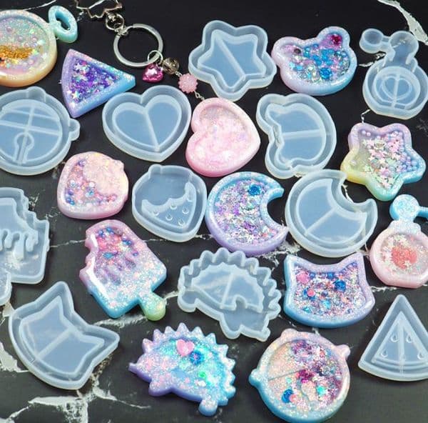 DIY Crystal Epoxy Quicksand Keychain Mold silicone Love Star Moon Cat handmade jewelry mold DIY tools