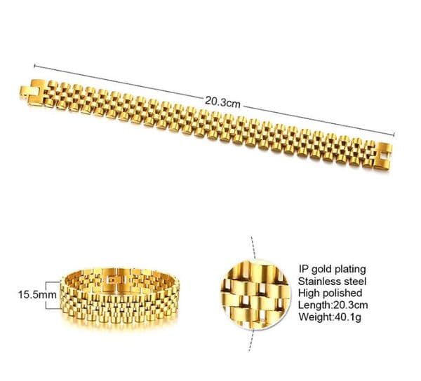 Fashion charming bracelets European and American jewelry, stainless steel watchband chain bracelet bangle male factory wholesale 15mm 8''