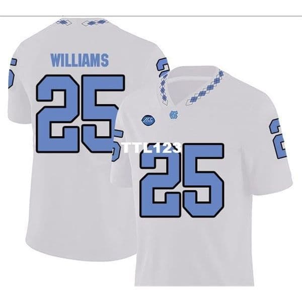 2019 NEW 3740 UNC Tarheels Javonte Williams #25 real Full embroidery College Jersey Size S-4XL or custom any name or number jersey