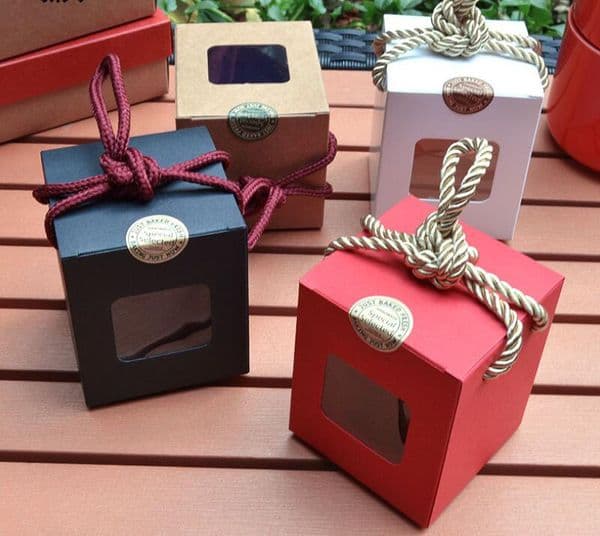 Free DHL Shipping 500pcs/lot 7.5*7.5*9cm Window box kraft paper gift box honey jam tea brown sugar box Candy Boxes LX3885