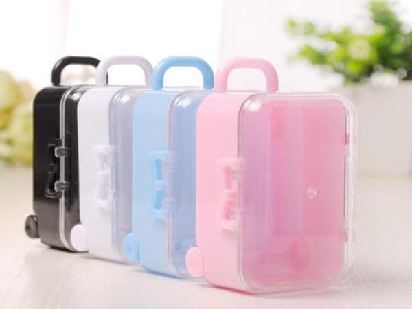 2021 Clear Mini Rolling Travel Suitcase Favor Box Wedding Favors Party Reception Candy Package Baby Shower Ideas