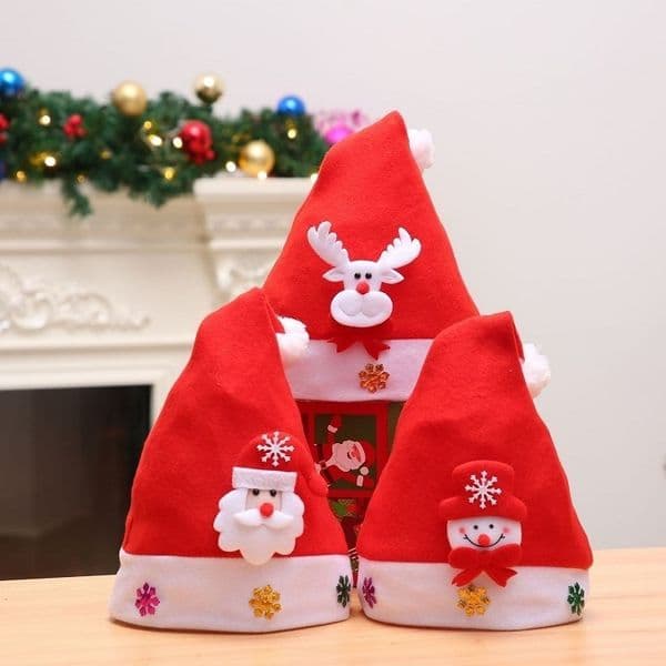 hot Christmas Hat Xmas Mini Red Santa Claus hat Snowman Deer Party Decor Christmas Caps Decorations beanie for kids adult 150pcs T2I51618